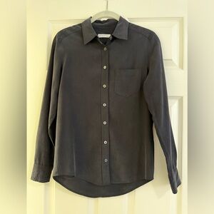 Equipment Black Silk Button Up Shirt Blouse